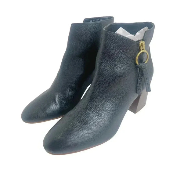 Franco Sarto Callahan Black Pebbled Leather Booties Size 11 - Picture 2 of 12